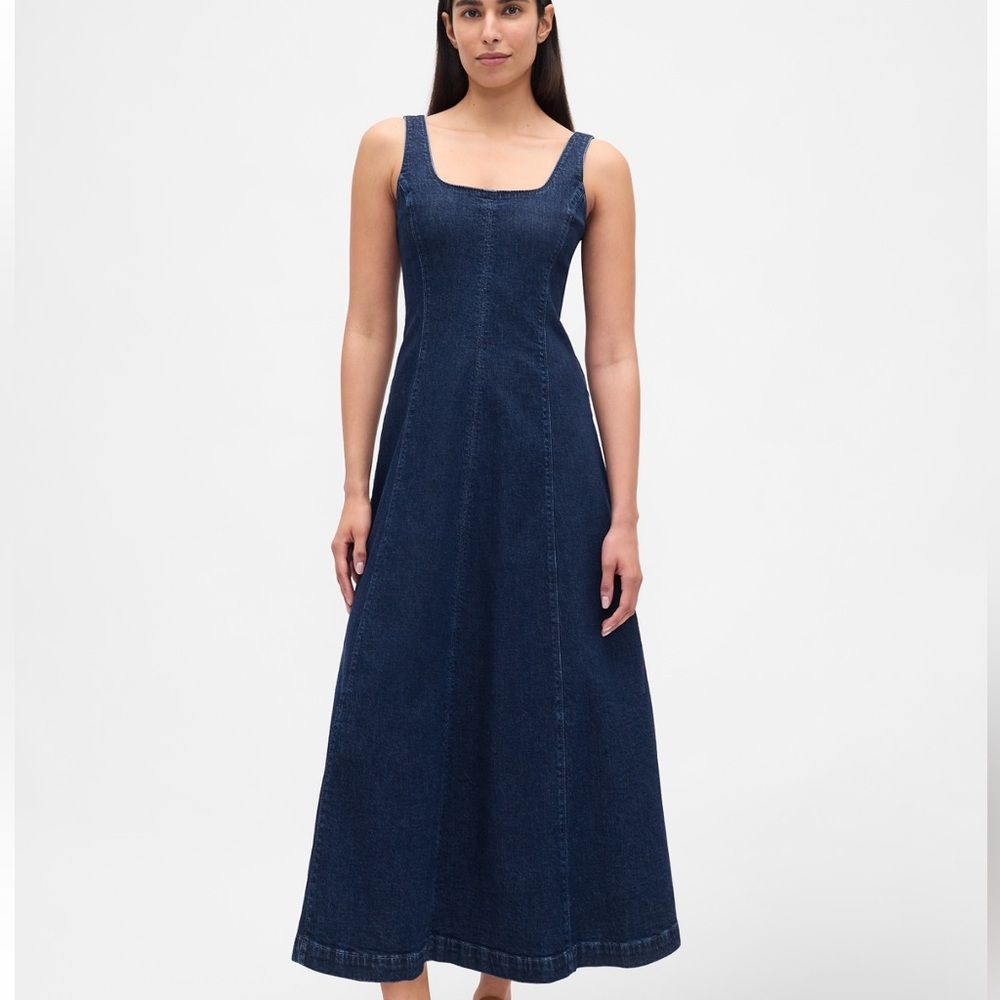 Gap Denim Square-neck Midi Dress